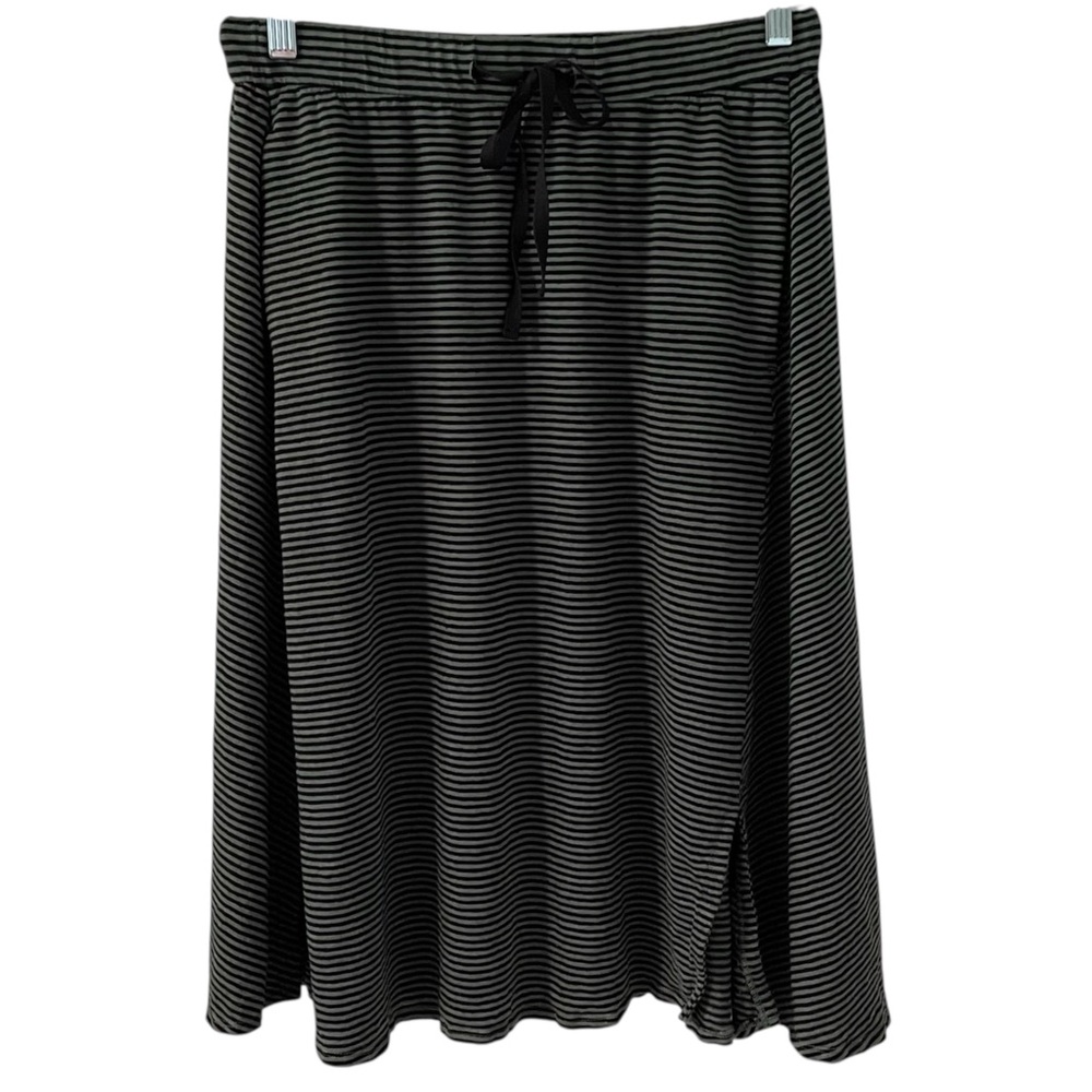 Eileen Fisher Black and Gray Striped A-Line Skirt